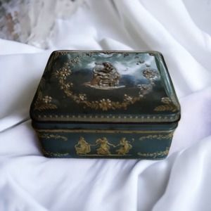 Vintage wedgewood type made in Holland with Olympian decor metal canister